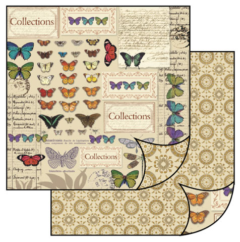 Бумага для скрапбукинга дизайнерская двусторонняя бабочки