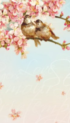 Скрапбумага дизайнерская двусторонняя бумага Stamperia Цветок персика, птички - магазин АртДекупаж