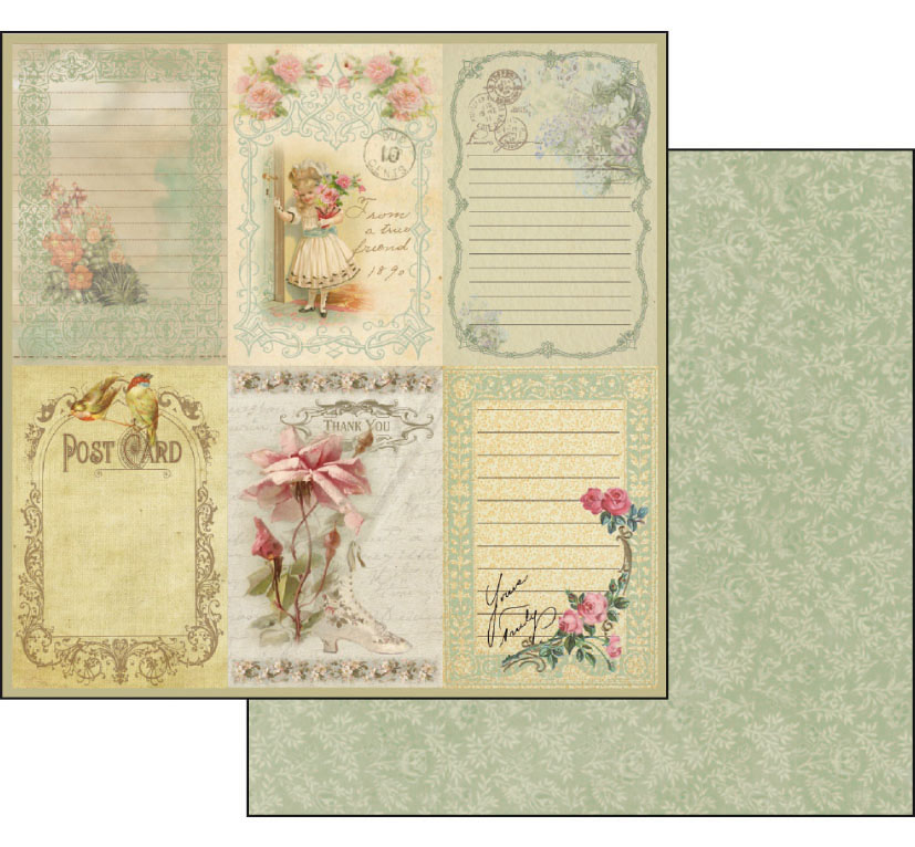 Бумага для скрапбукинга Винтажные открытки и розы