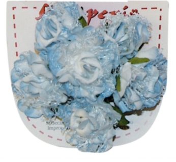 Цветы бумажные для скрапбукинга и декора Голубой букет с кружевом, купить - магазин АртДекупаж