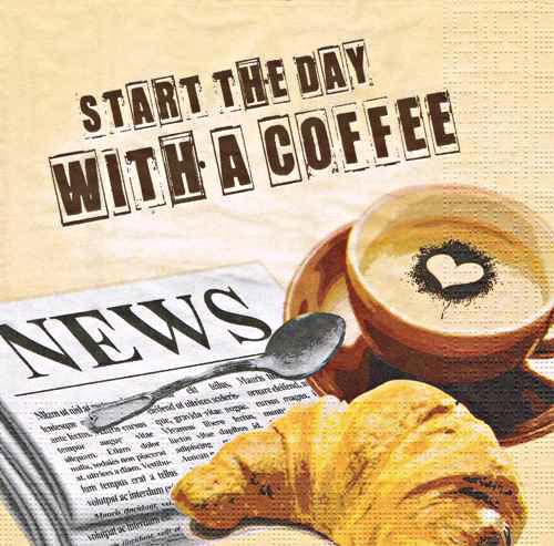 салфетка бумажная для декупажа Утро с чашкой кофе
