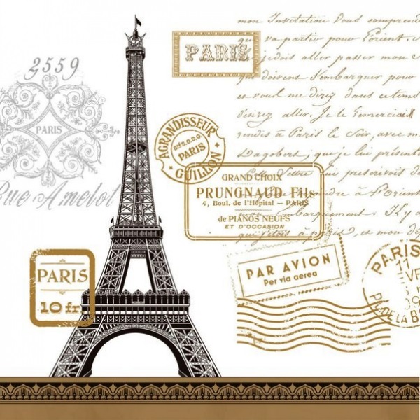 салфетки для декупажа Поездка в Париж, белый купить