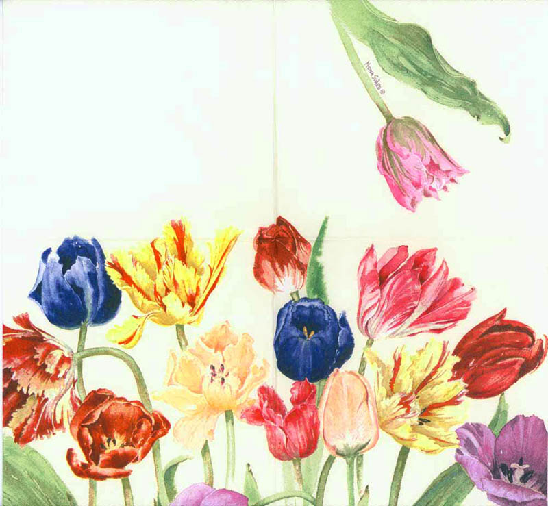 салфетка бумажная для декупажа Тюльпаны разноцветные