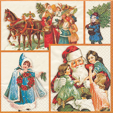 Новогодняя салфетка для декупажа Старая Рождественская история, купить