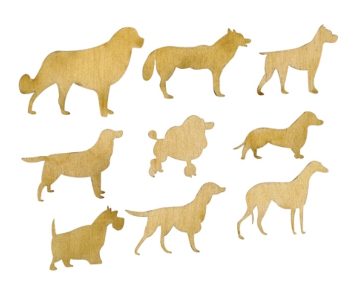 Деревянные плоские фигурки собаки для декора, лазерные вырубки