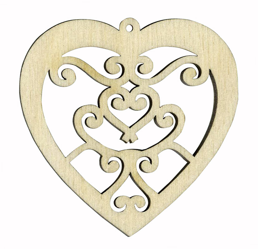 Декоративная плоская фигурка Сердце резное фанера
