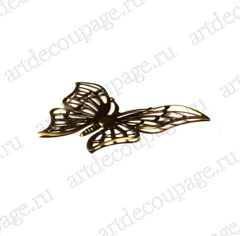 Фурнитура для шкатулок накладка бабочка, античная бронза