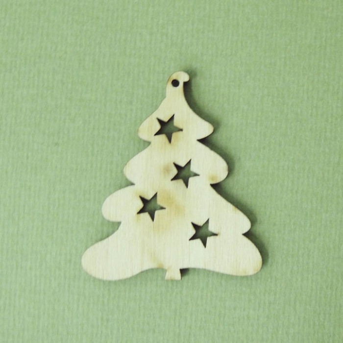 Новогодняя заготовка плоская деревянная фигурка Елочка со звездами