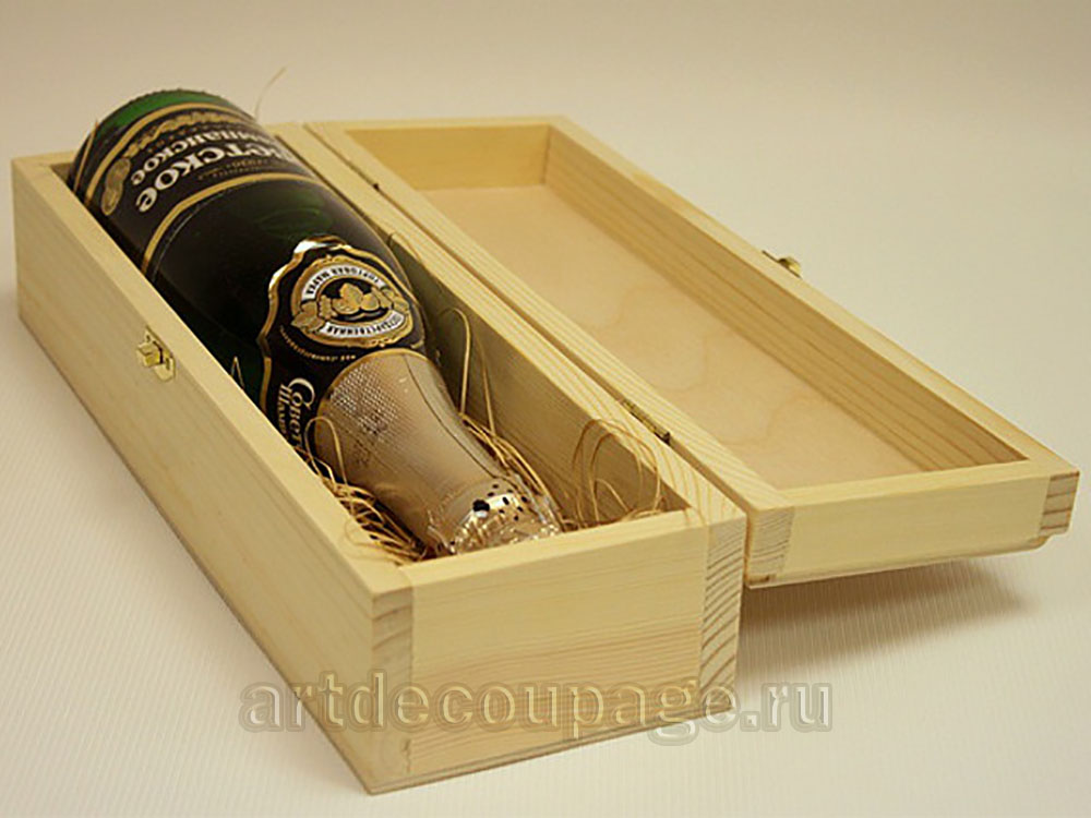 Заготовки деревянный короб с крыхкой для вина, шампанского