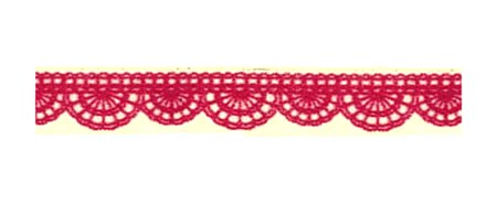 Декоративный скотч с рисунком "Кружевная красная ленточка" для скрапбукинга 