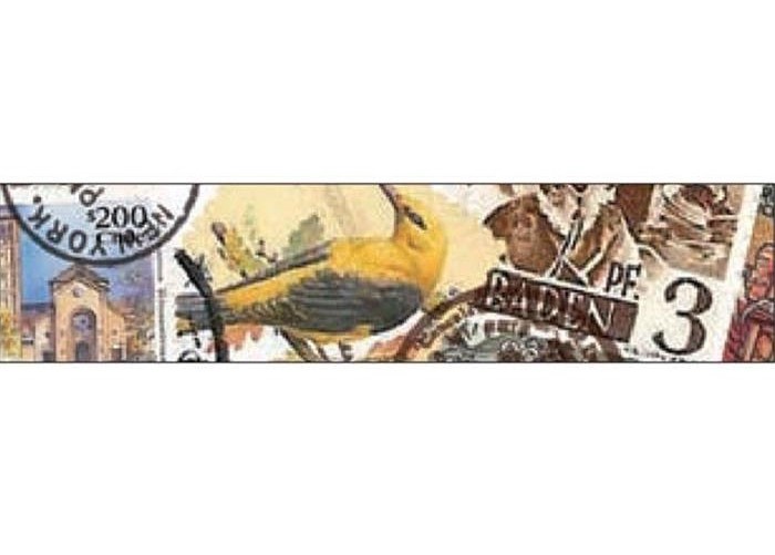 Декоративный скотч с принтом для скрарбукинга, бумажный скотч с рисунком "Почта, марки, штампы"