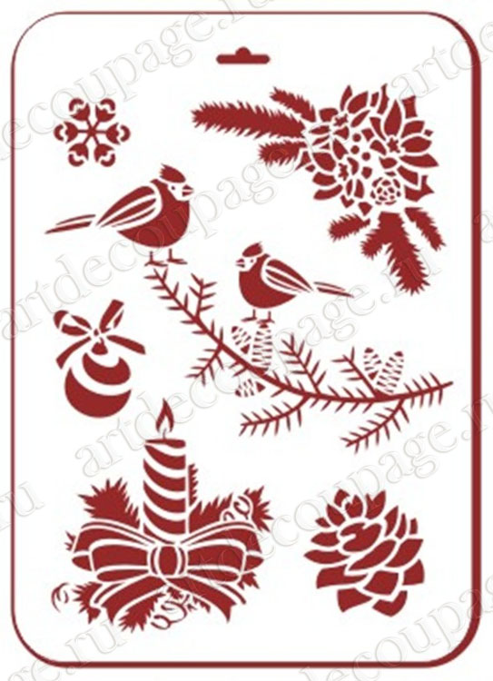 Трафареты новогодние Зимние птицы, Трафарет-Дизайн