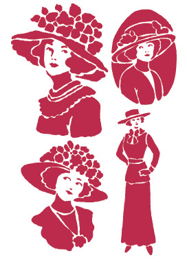 Трафареты для росписи пластиковые Леди в шляпах, винтажные женские фигуры