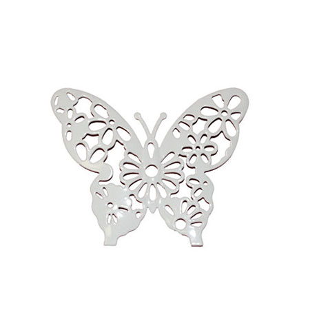 Декоративный элемент Бабочка ажурная малая, белый металл, купить